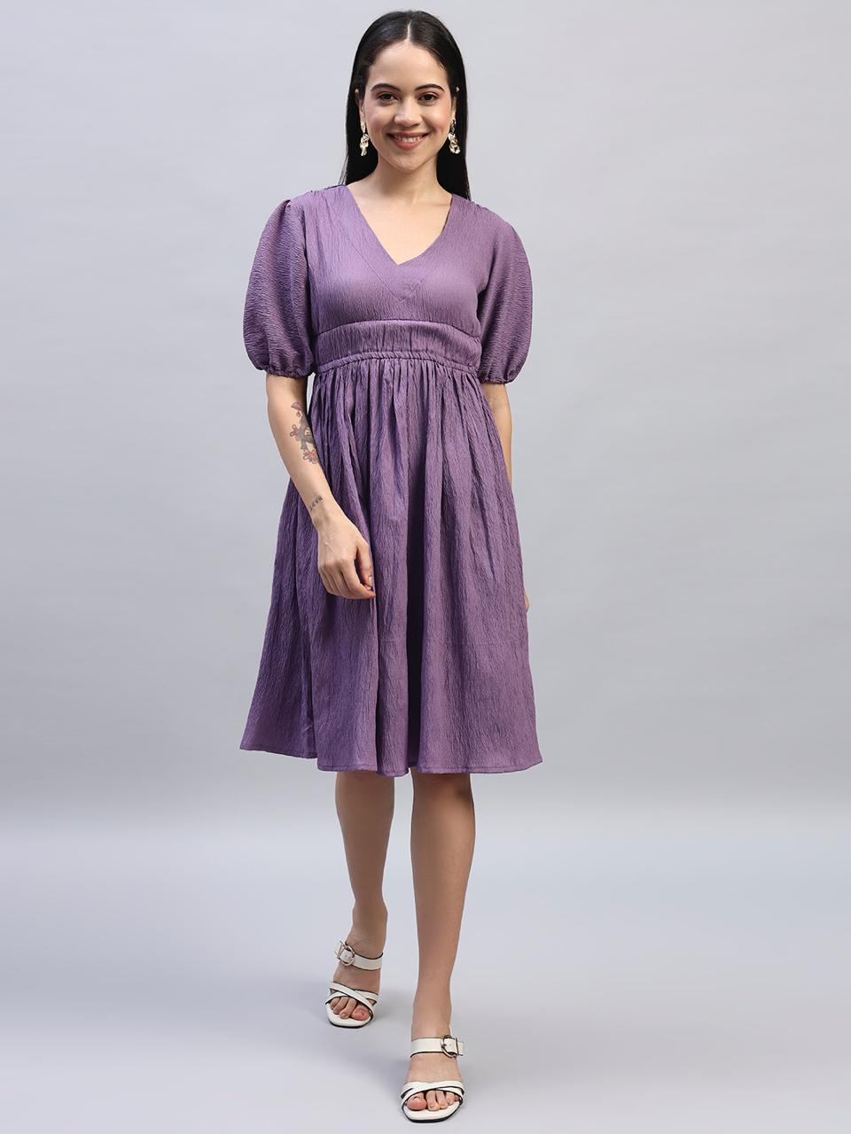 Tara Dress- Purple, Brown